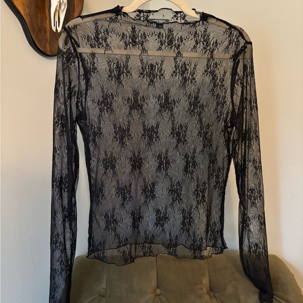 Sheer Black Lace Blouse